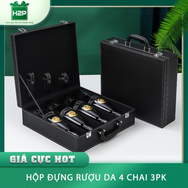 HỘP RƯỢU DA 4 CHAI HDRD-46